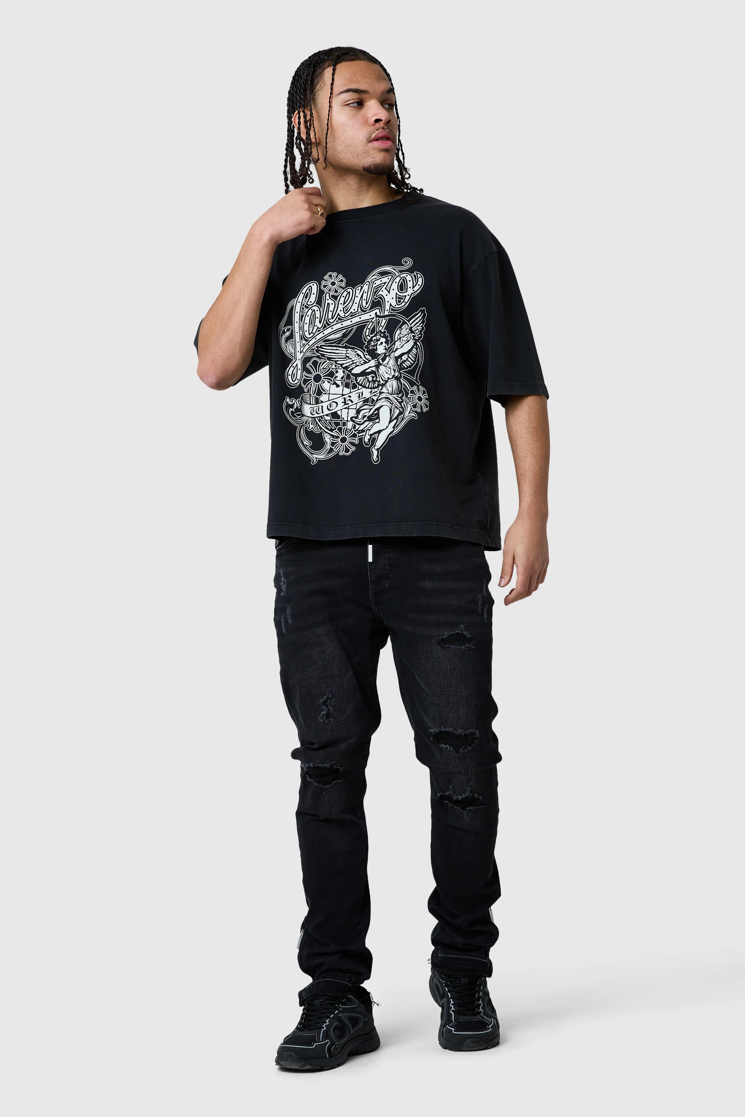 Cherub Tee - Black Acid Wash - Image 5
