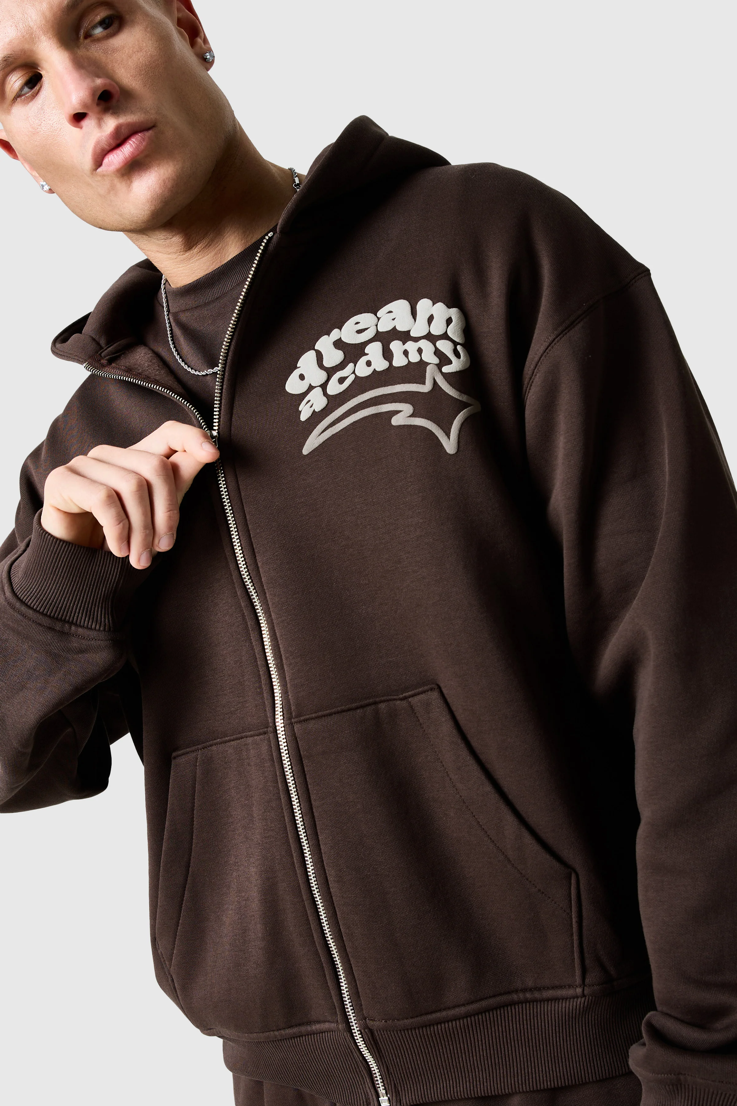 Dream Acdmy Zip Hood Tracksuit- Rich Brown - Image 4