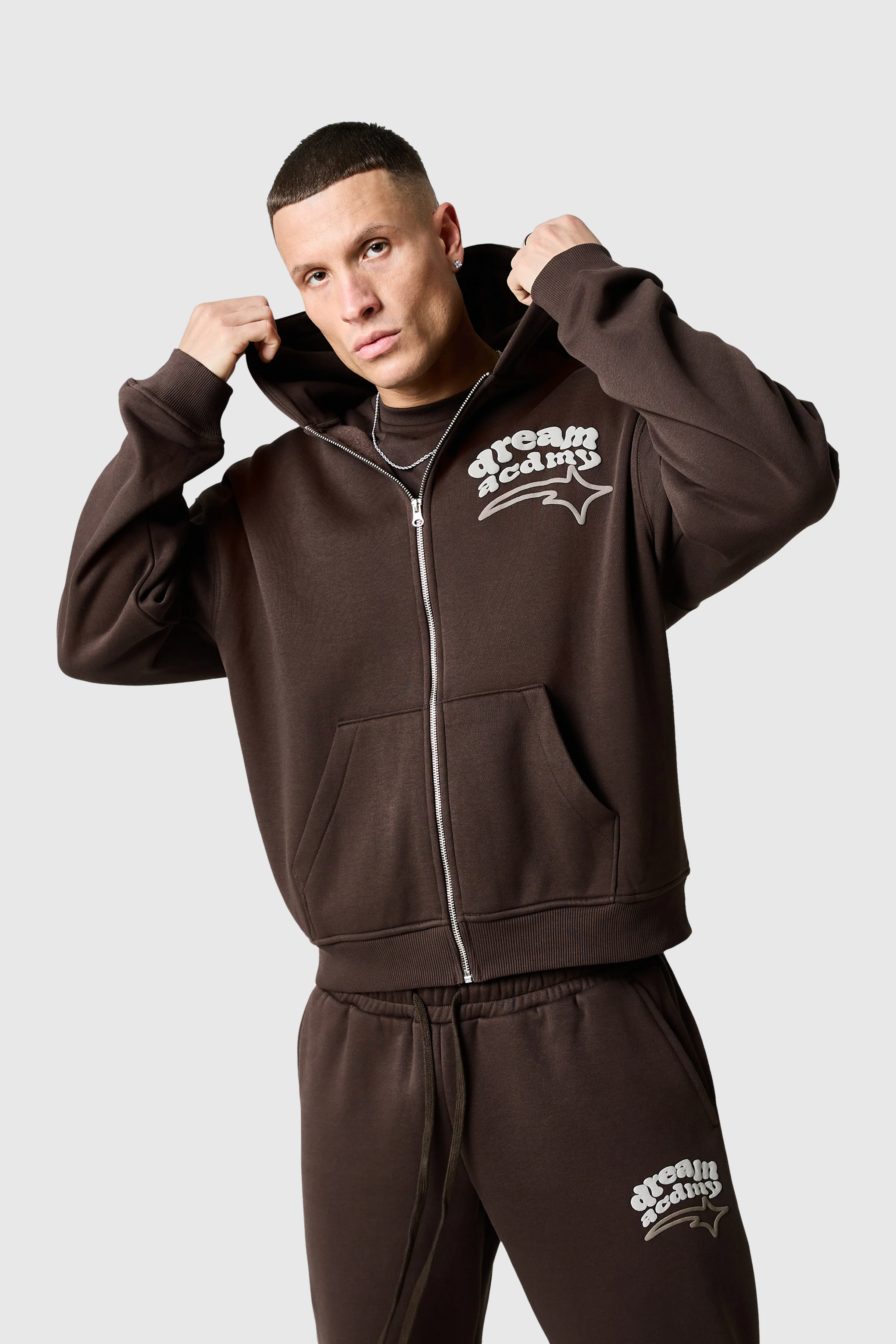 Dream Acdmy Zip Hood Tracksuit- Rich Brown - Image 8