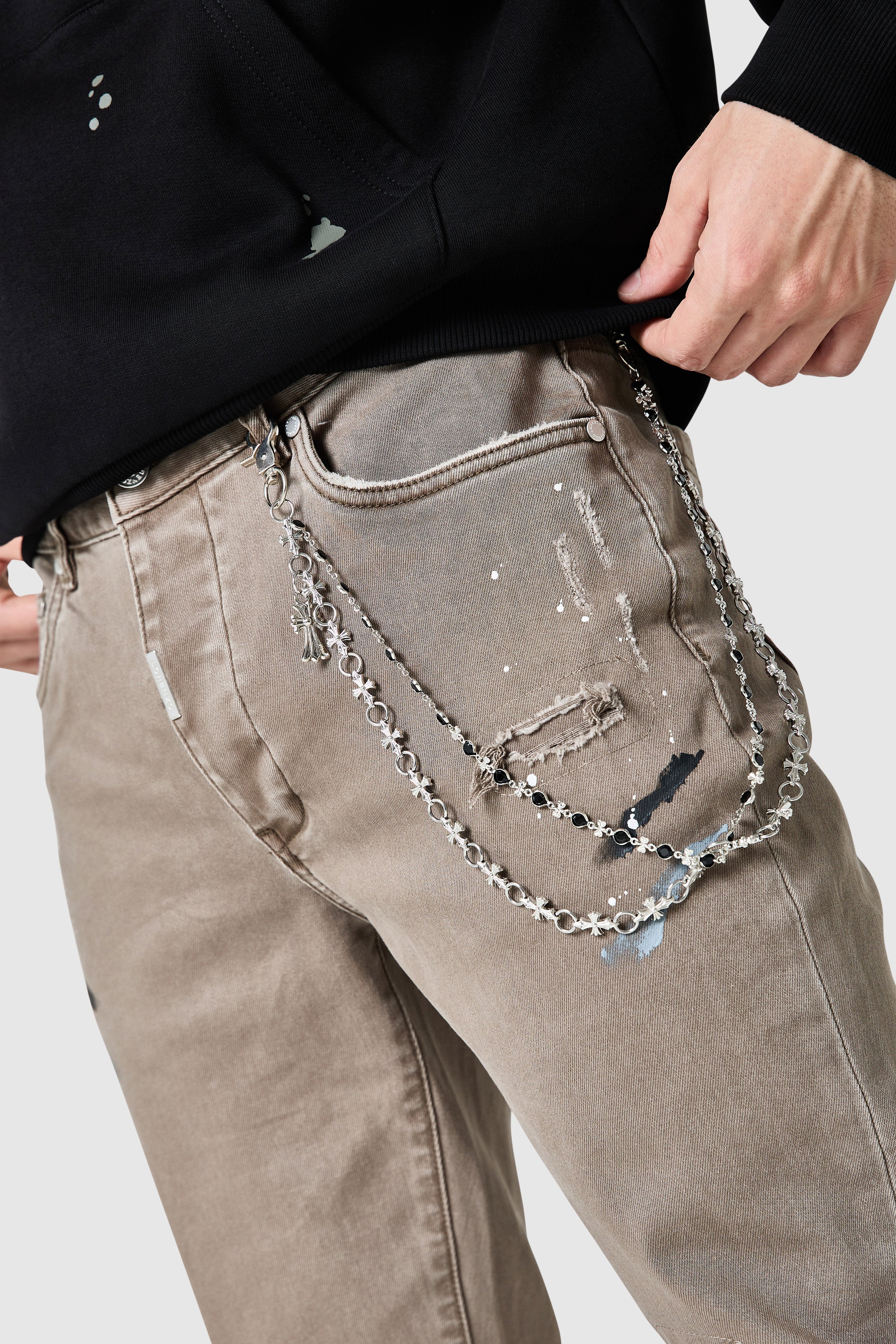 Enzo Slim Painter Jean - Washed Taupe - Image 4