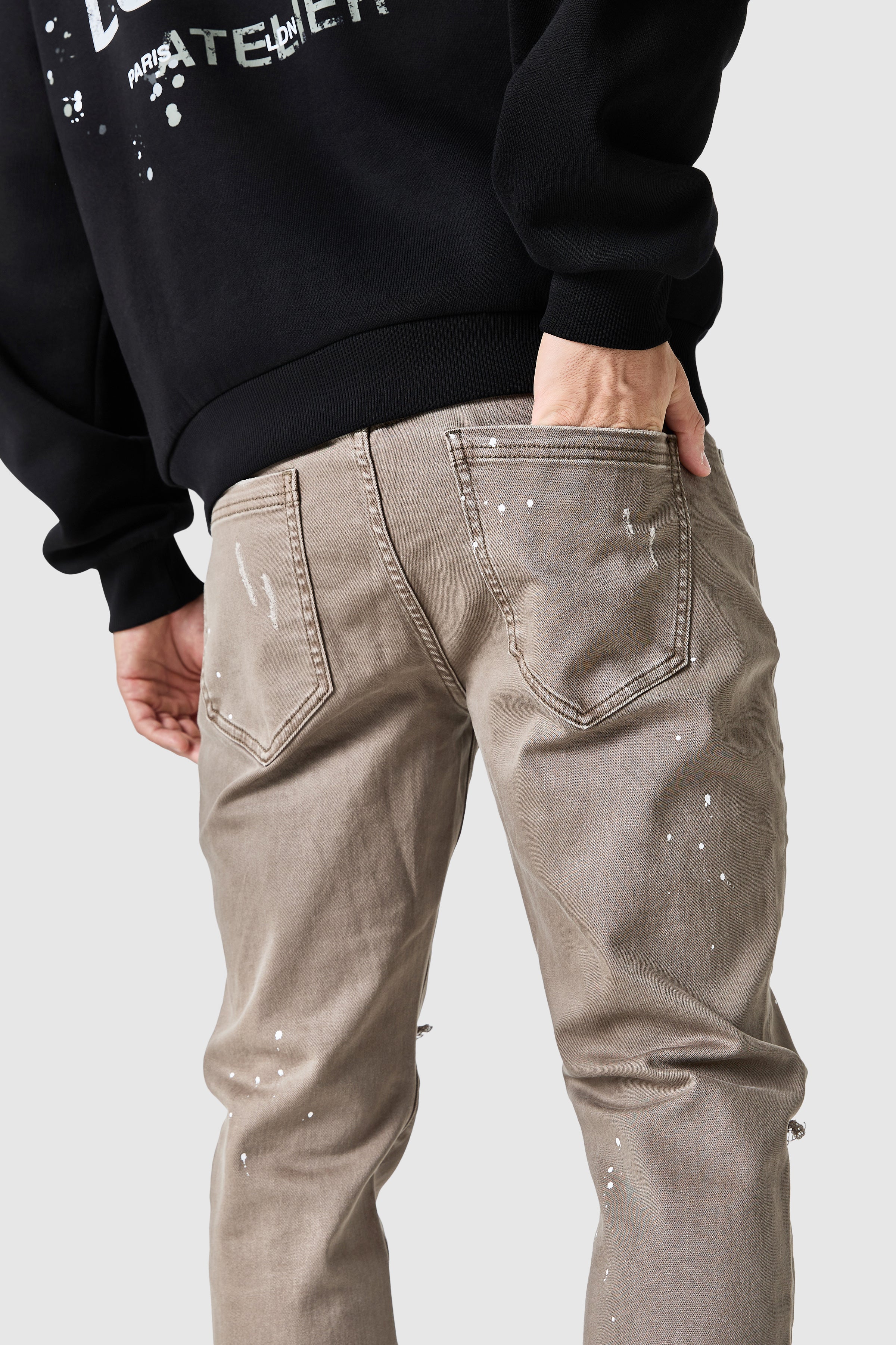 Enzo Slim Painter Jean - Washed Taupe - Image 5