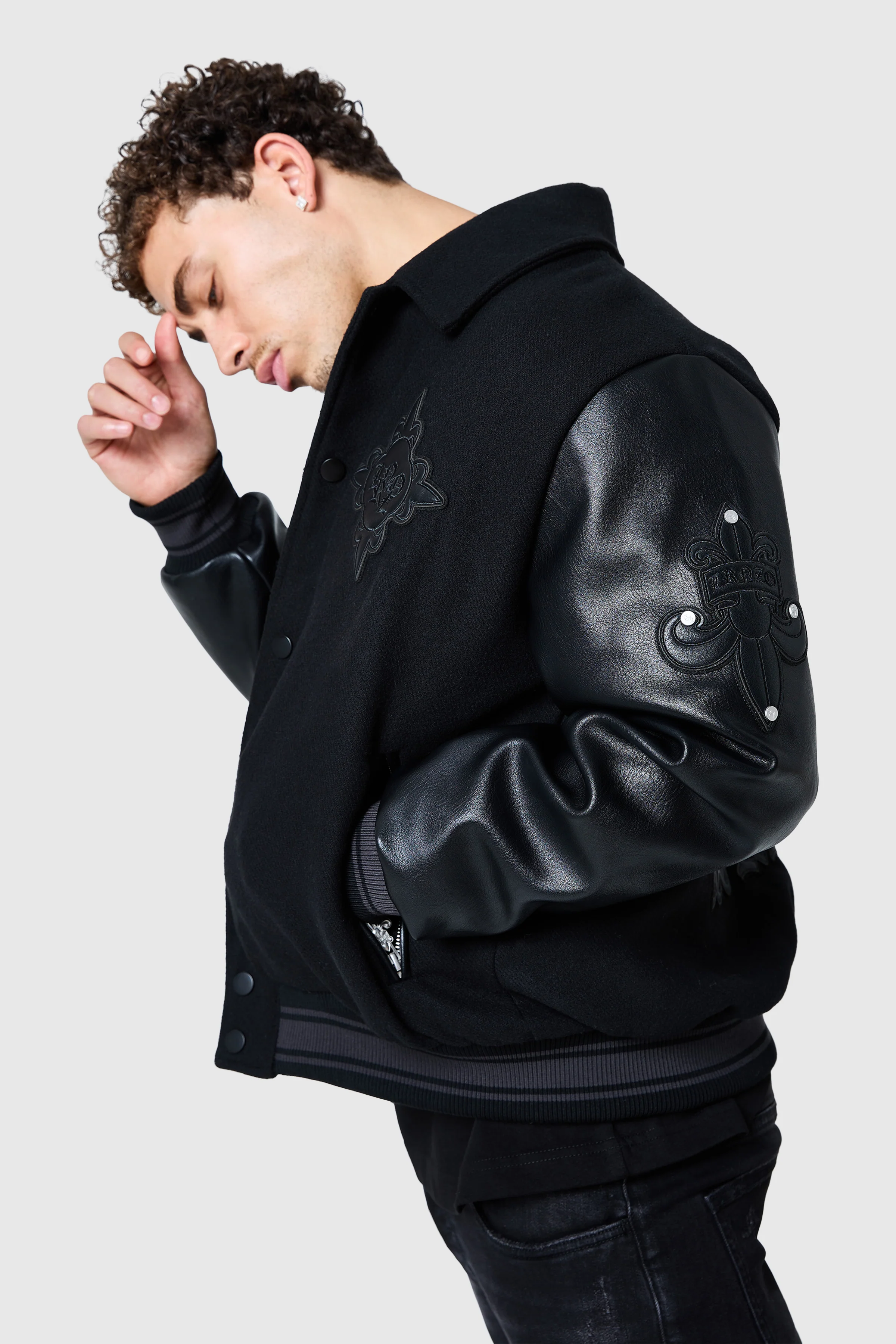 Icon Varsity Jacket - Black - Image 3
