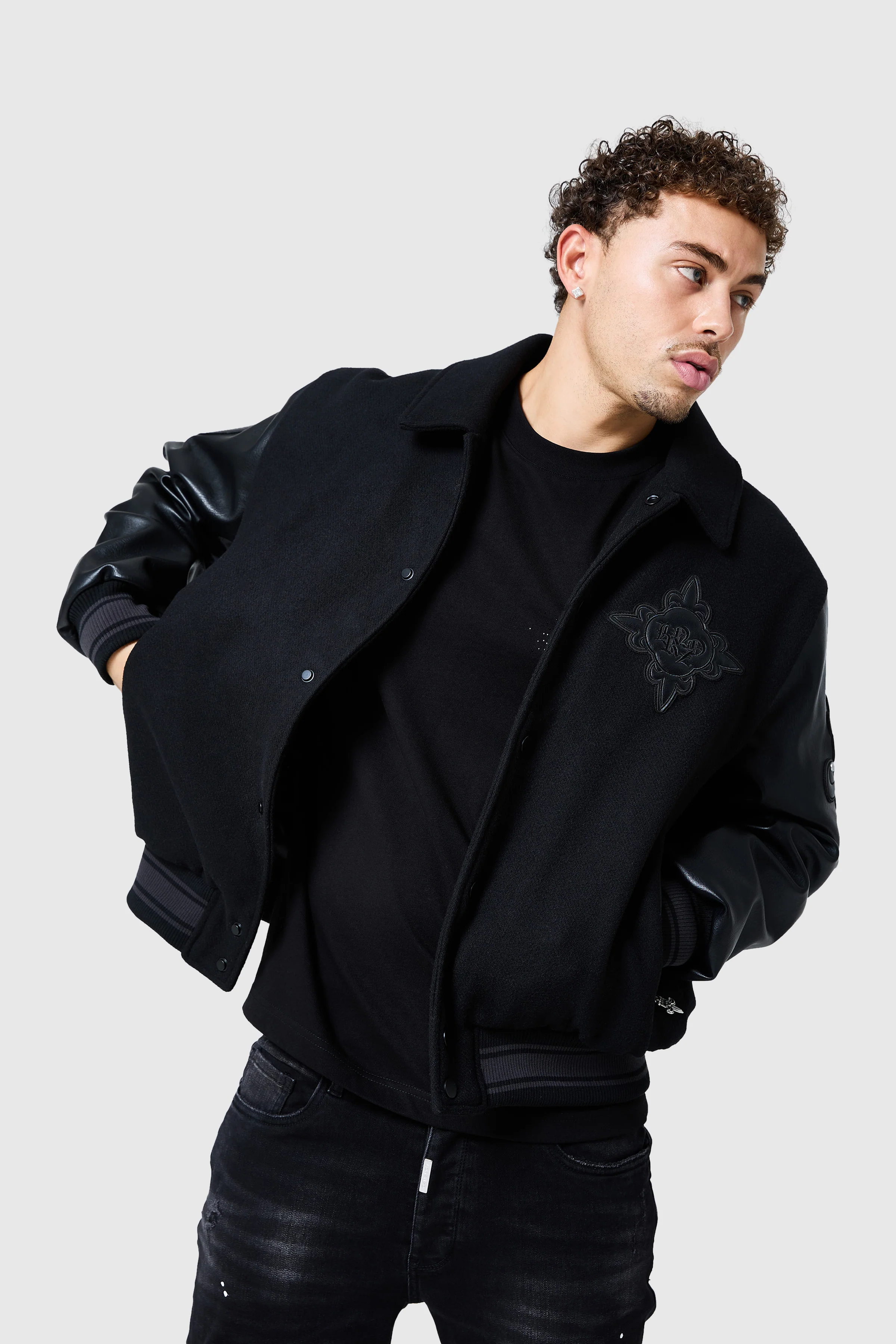Icon Varsity Jacket - Black - Image 5