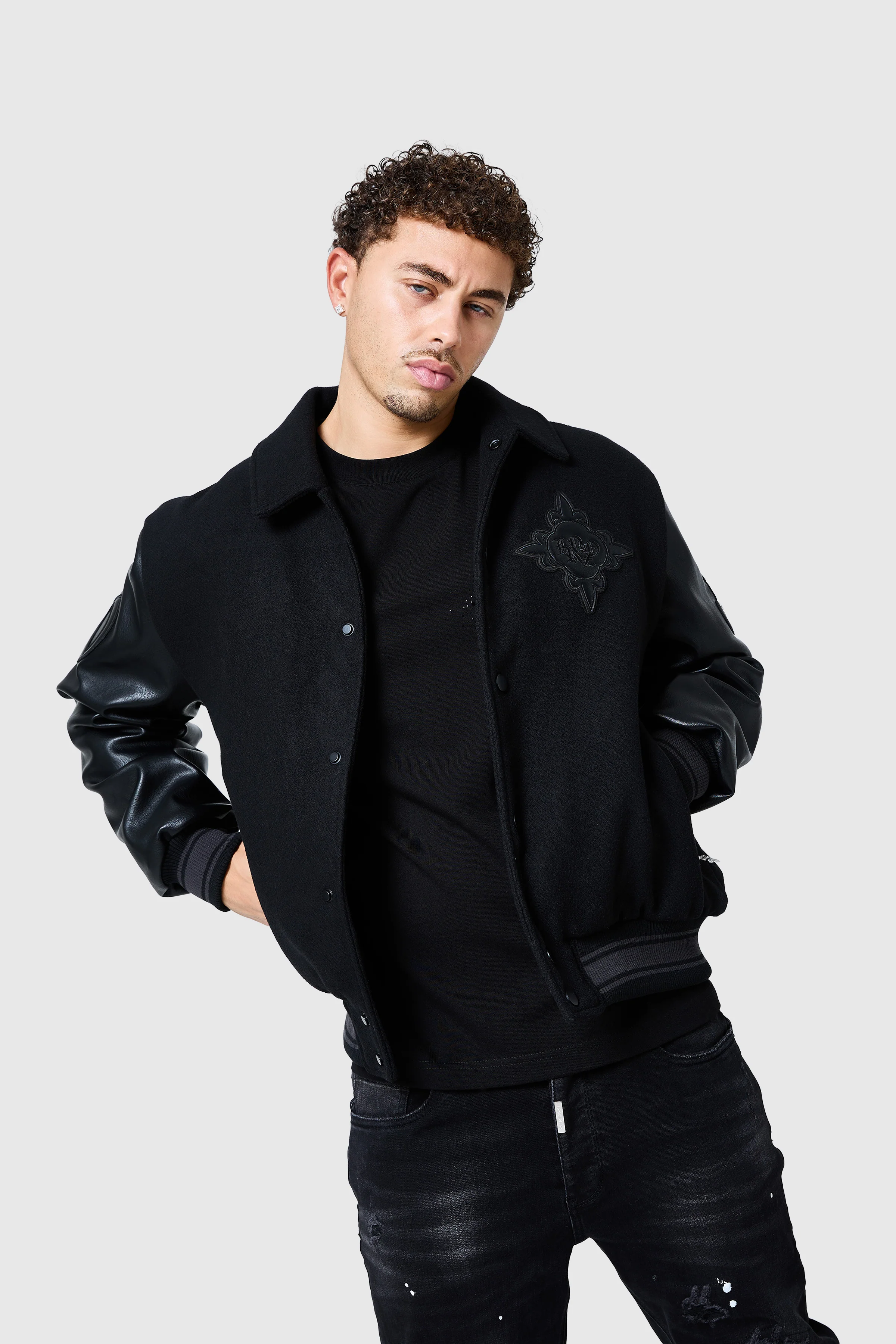 Icon Varsity Jacket - Black - Image 8