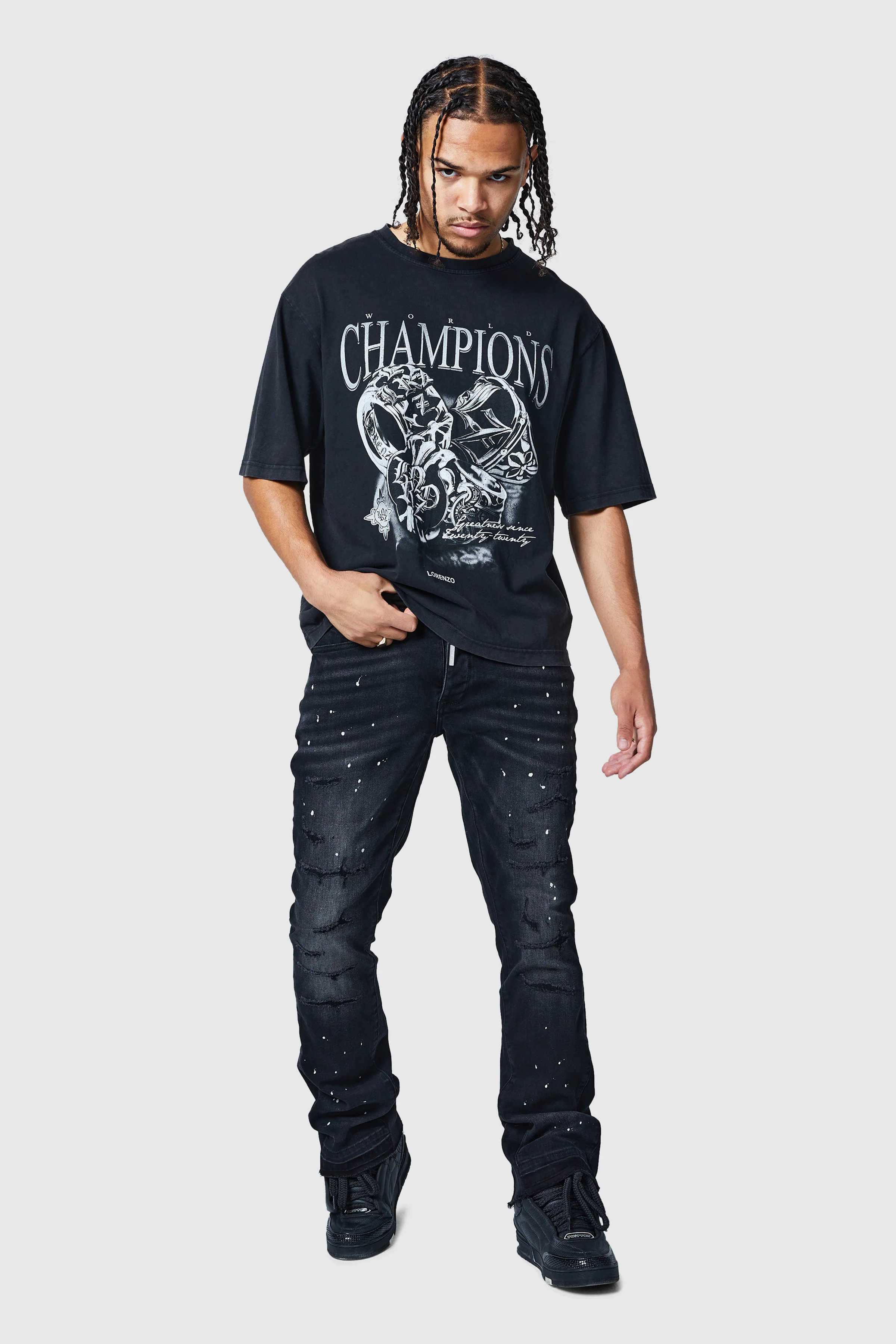 Oasis 2.0 Flare Jean - Black/Bleach - Image 3