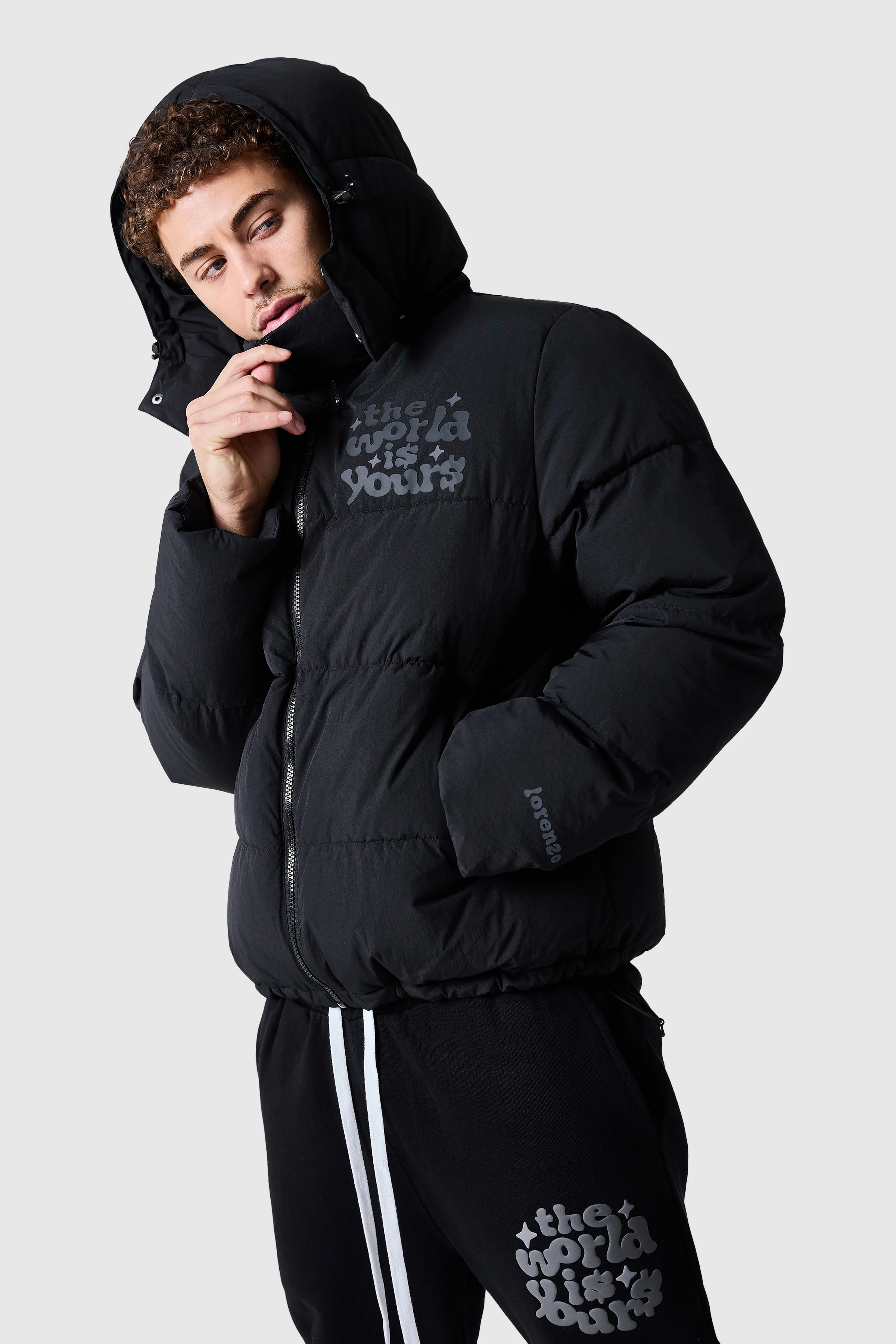 World Is Yours Puffer Jacket - Black - Image 3