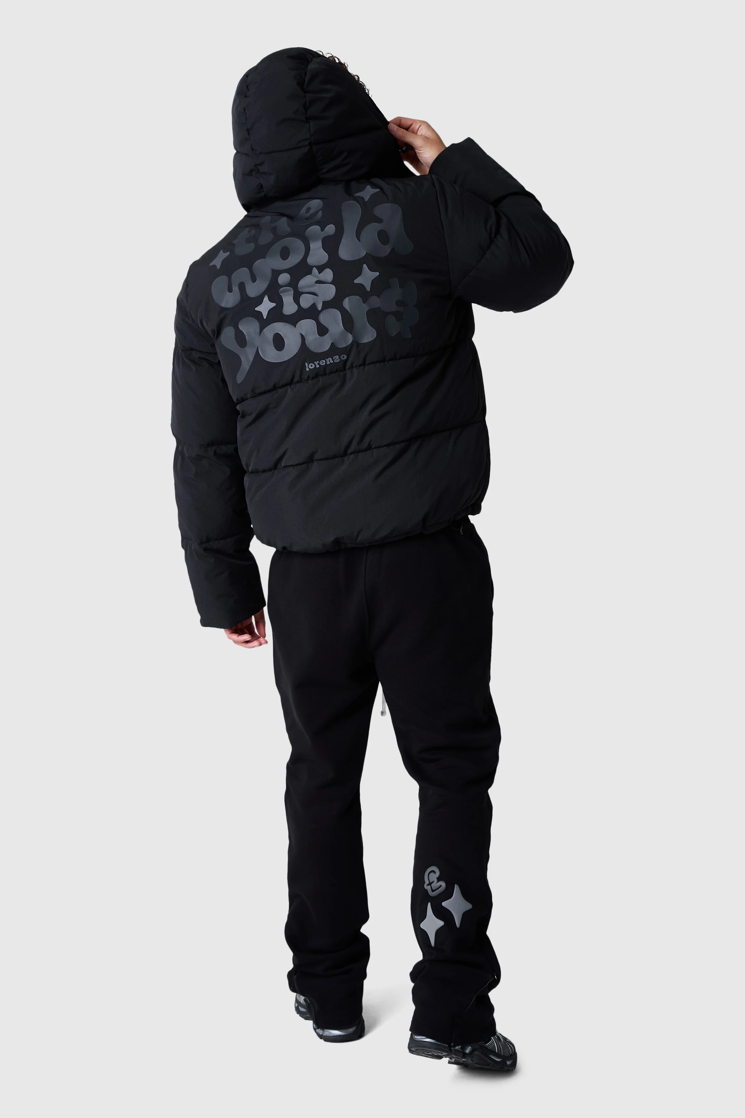 World Is Yours Puffer Jacket - Black - Image 8