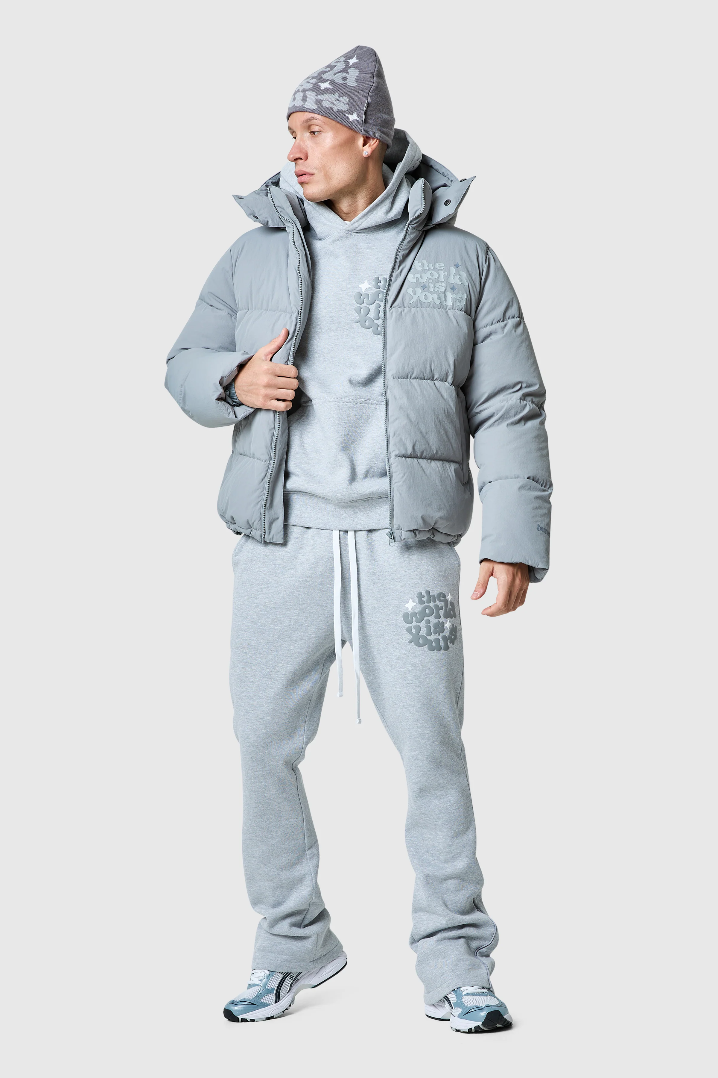 World Is Yours Puffer Jacket - Moon Grey - Image 12