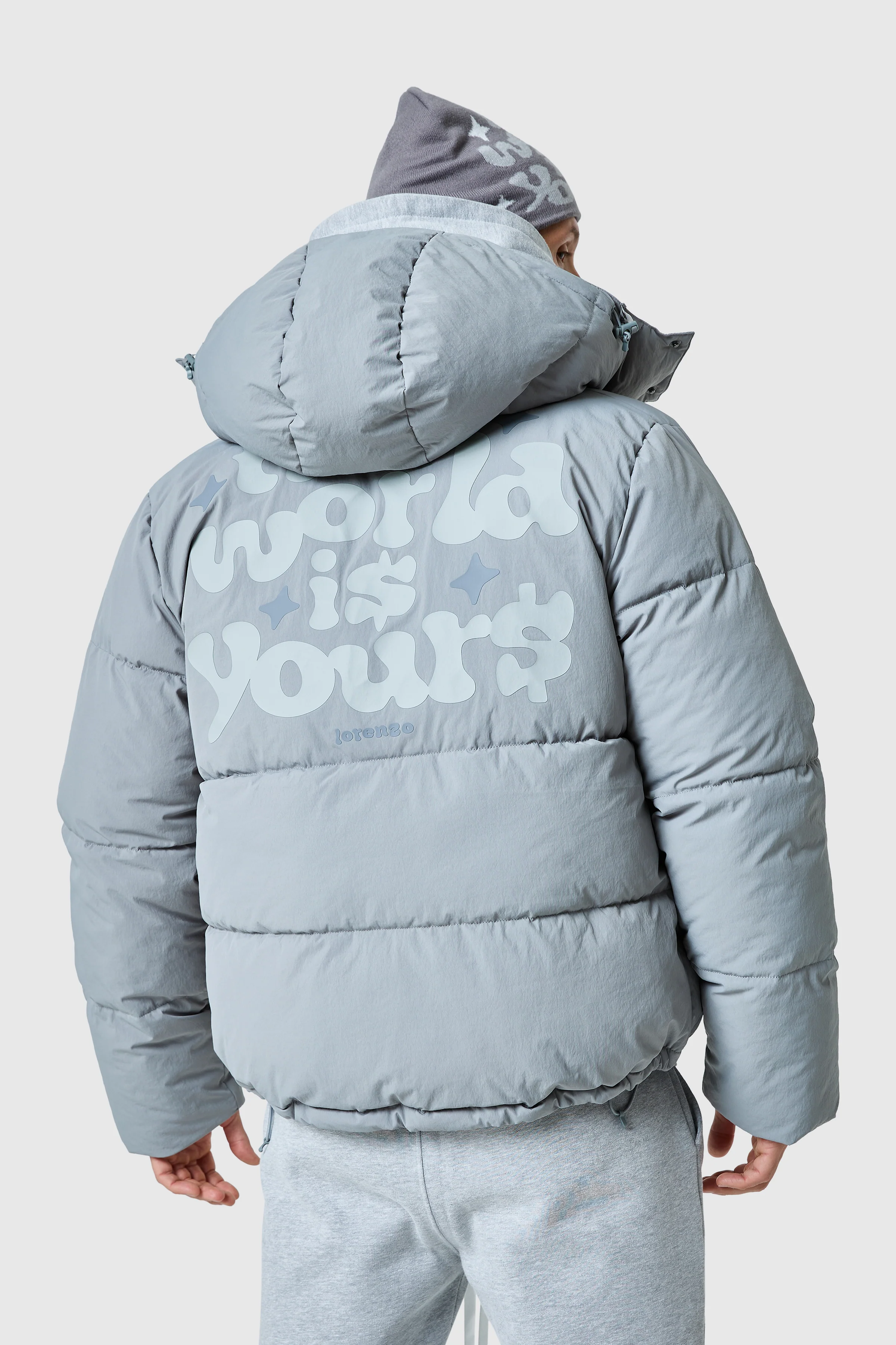 World Is Yours Puffer Jacket - Moon Grey - Image 3