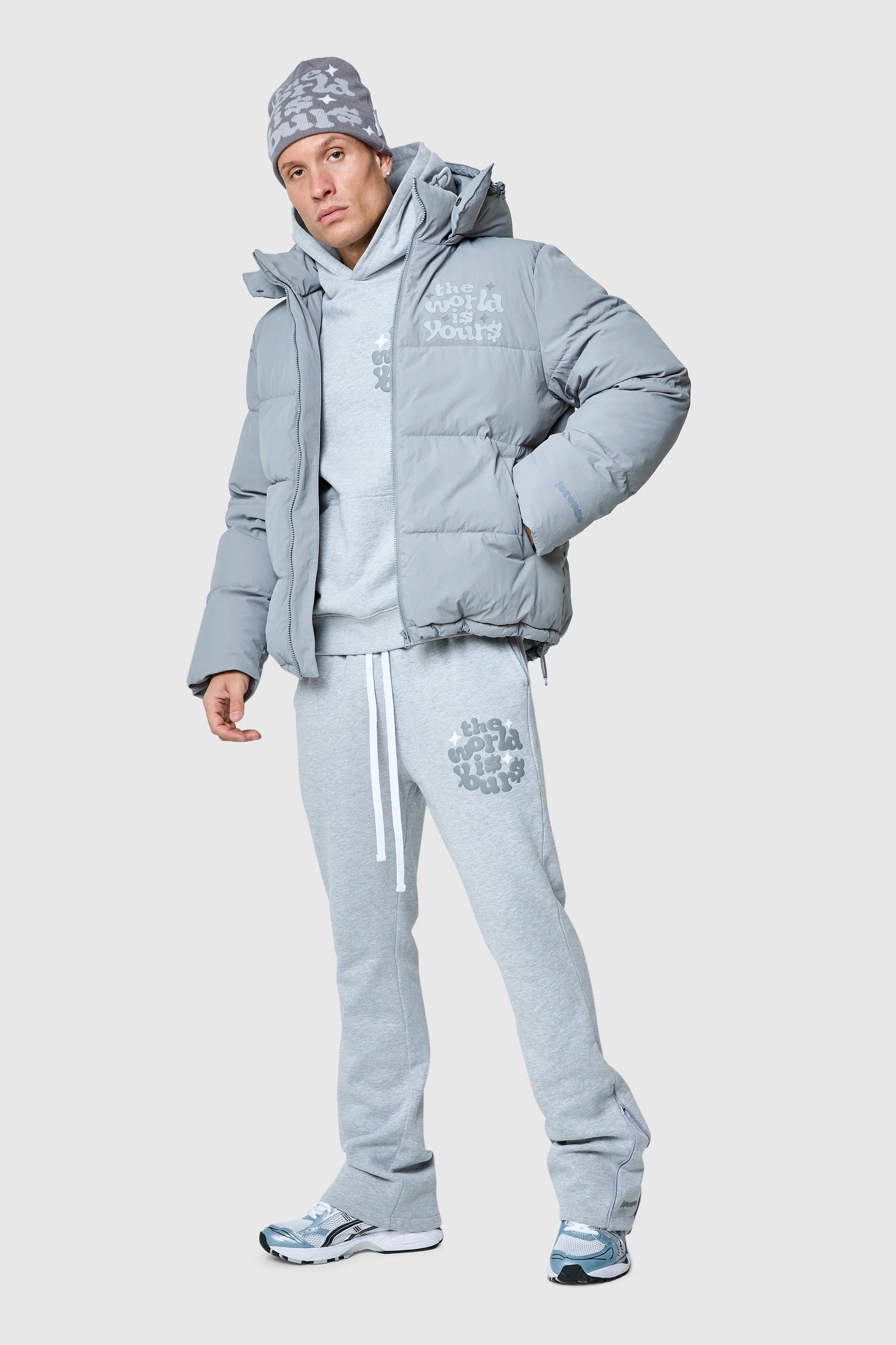 World Is Yours Puffer Jacket - Moon Grey - Image 4