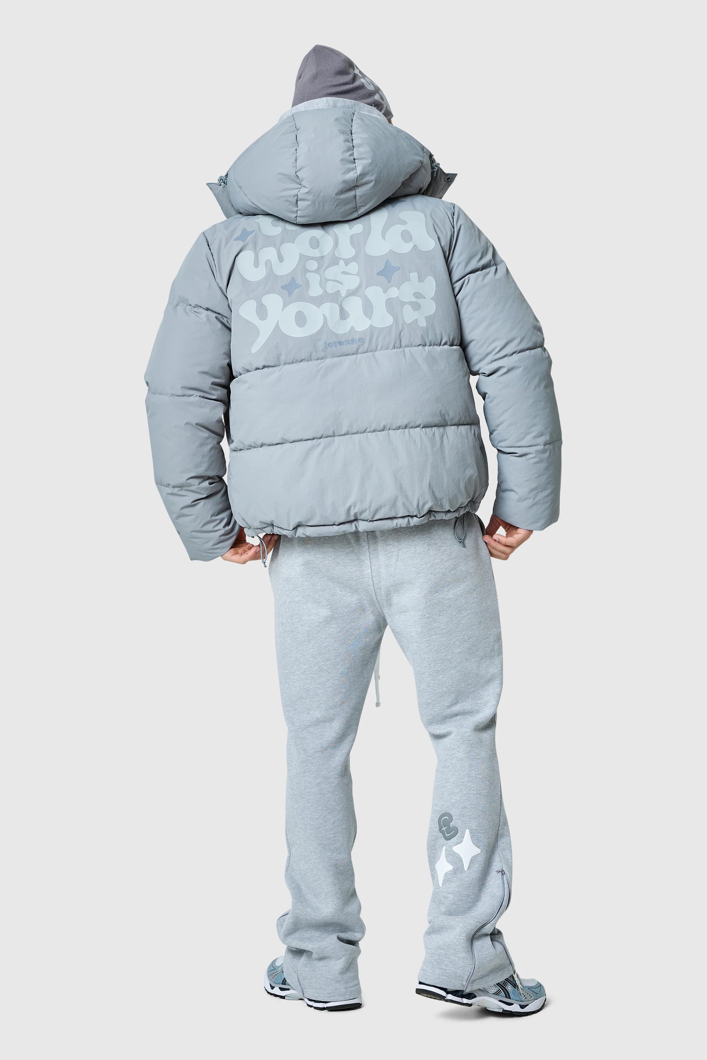 World Is Yours Puffer Jacket - Moon Grey - Image 6