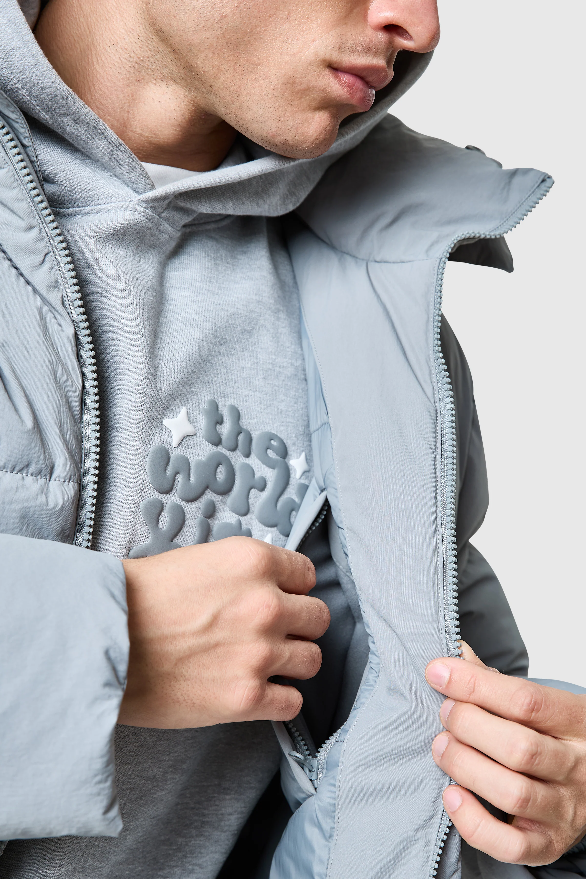 World Is Yours Puffer Jacket - Moon Grey - Image 8