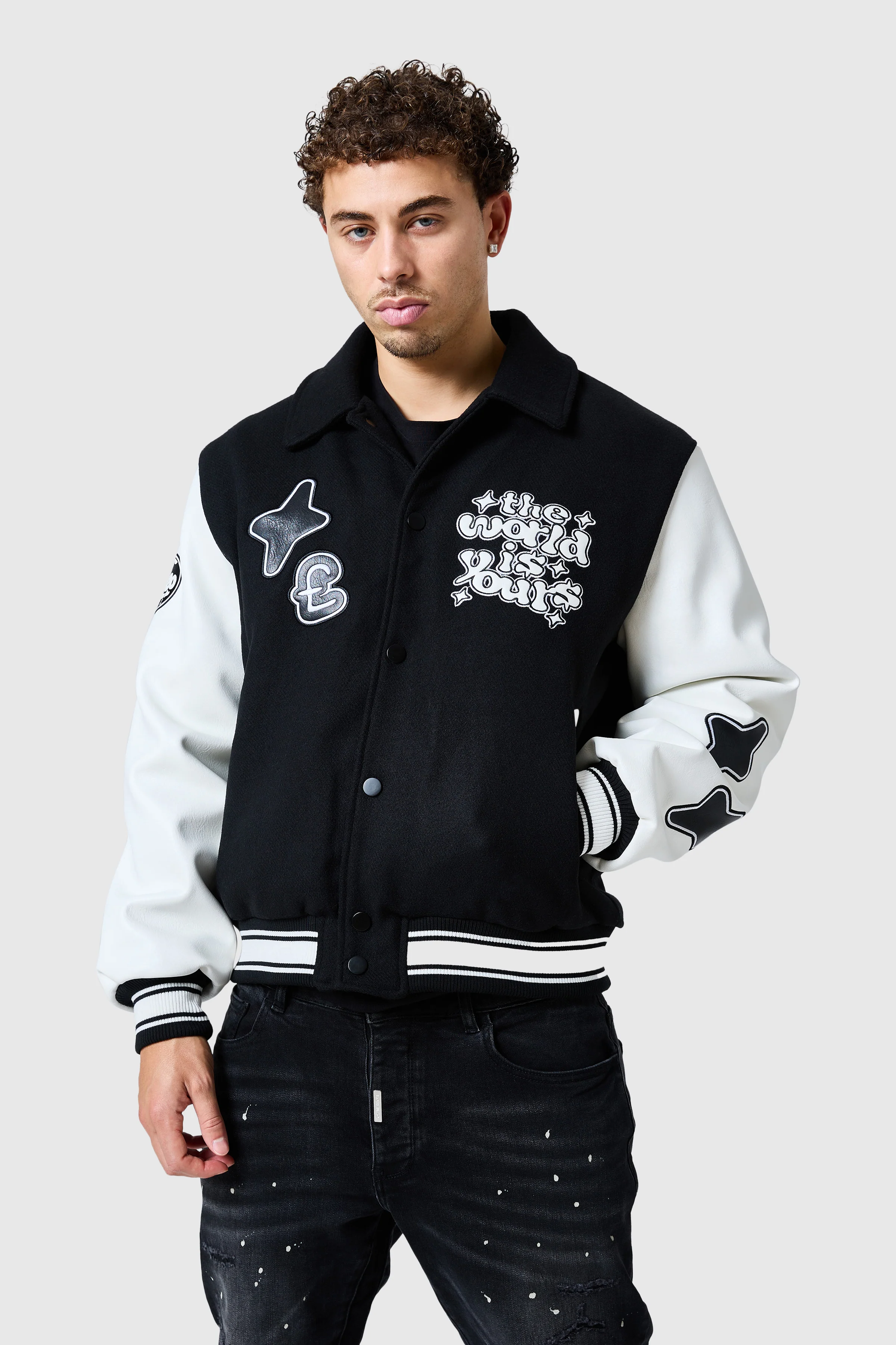 World Is Yours Varsity - Black/Off White - Image 3