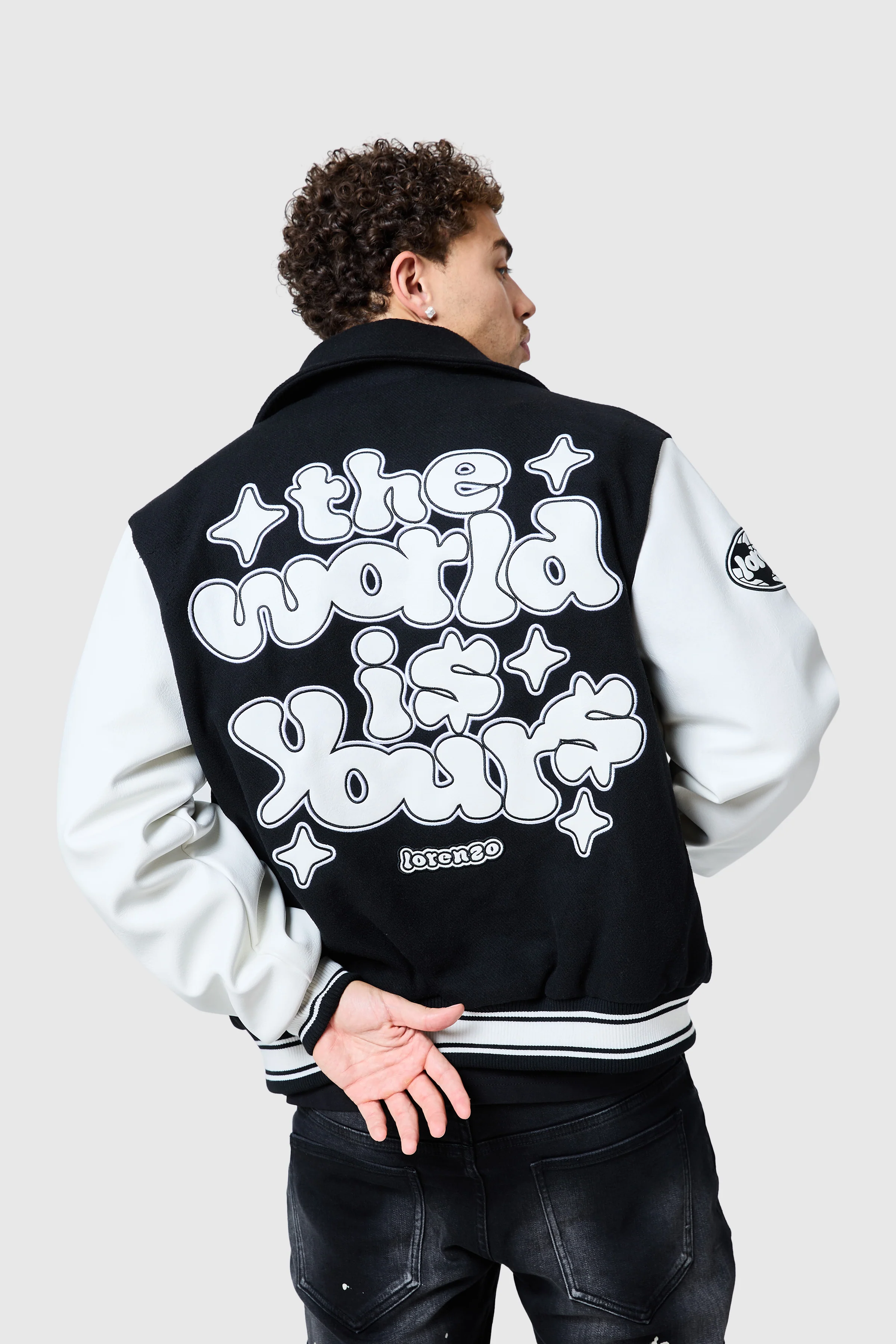 World Is Yours Varsity - Black/Off White - Image 4