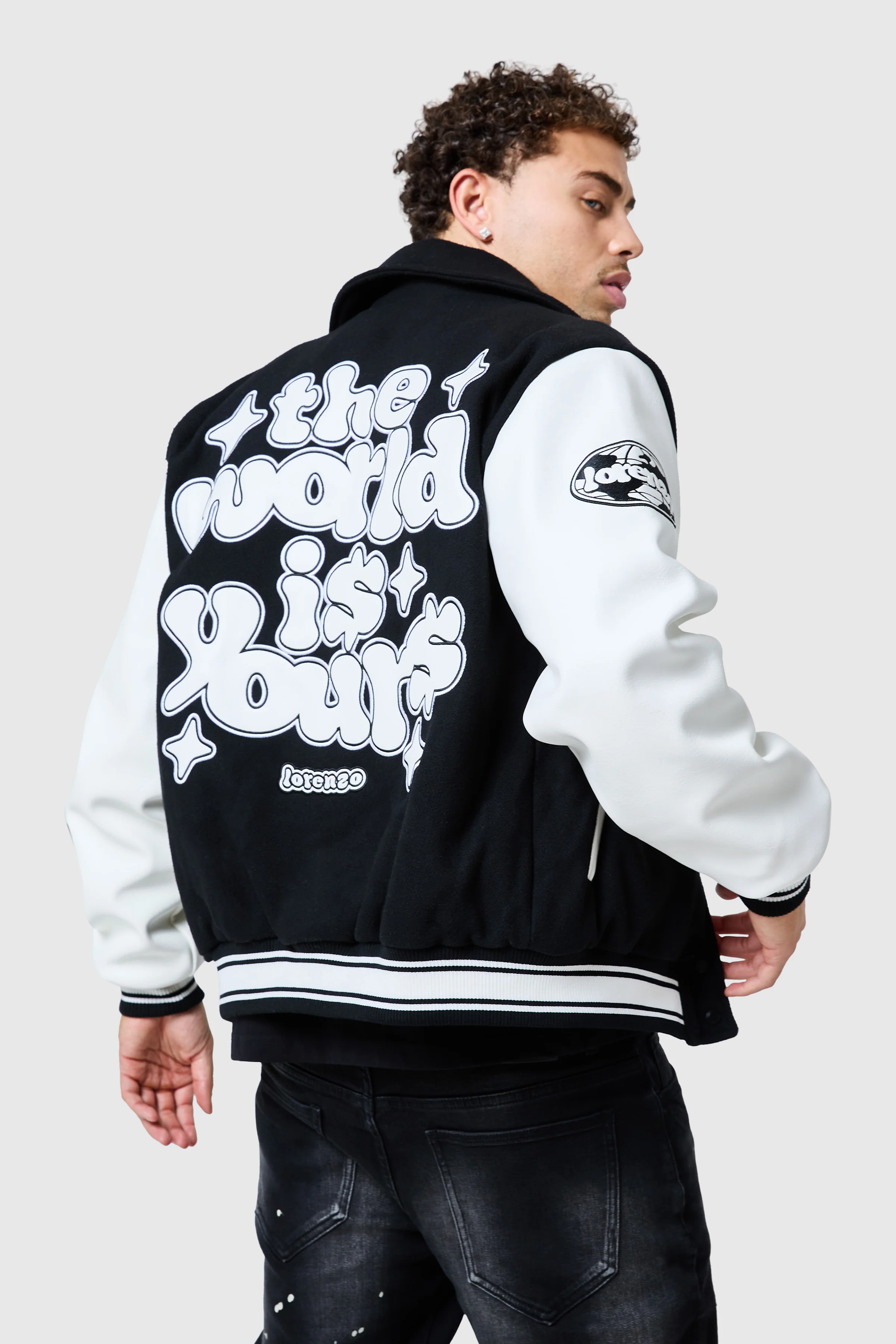World Is Yours Varsity - Black/Off White - Image 5
