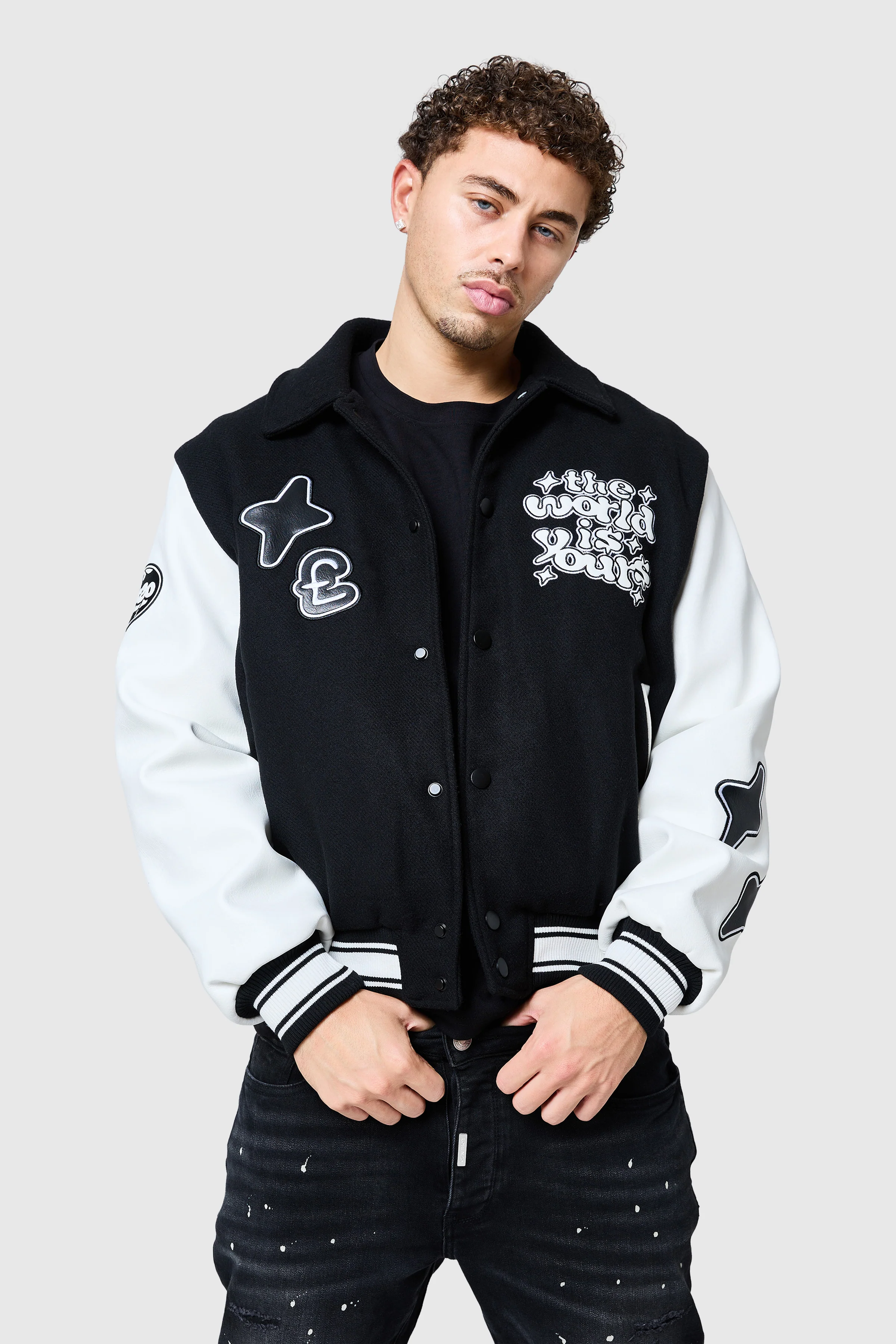 World Is Yours Varsity - Black/Off White - Image 6