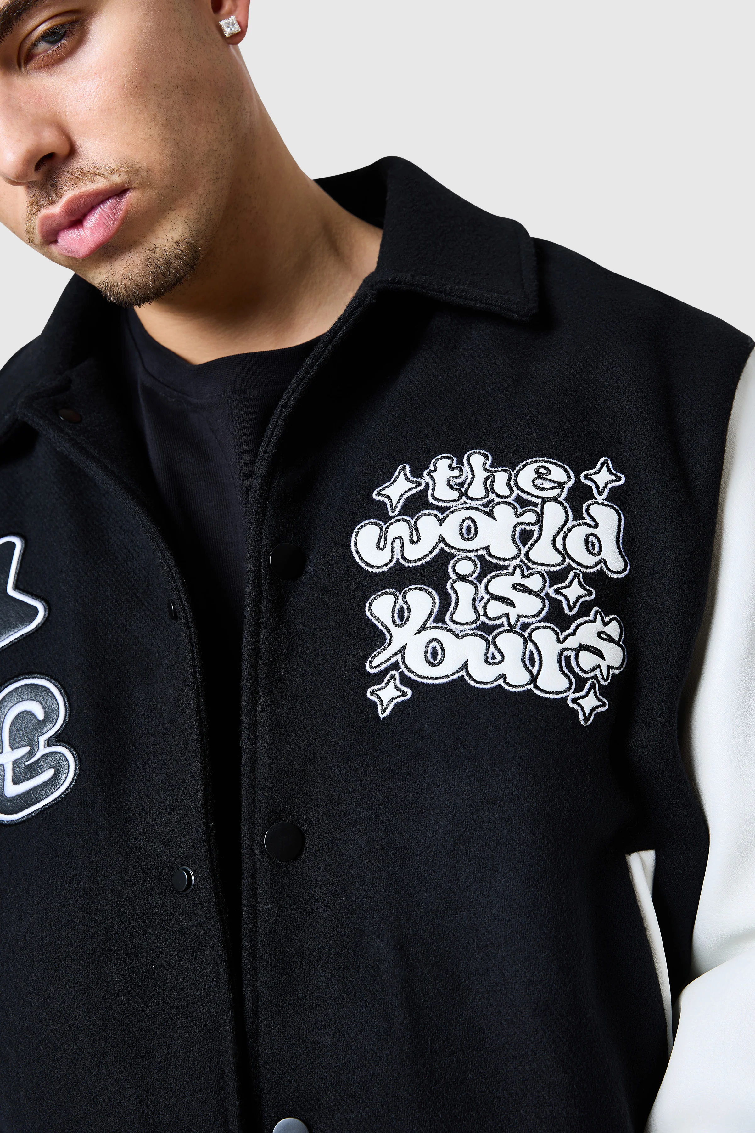 World Is Yours Varsity - Black/Off White - Image 7