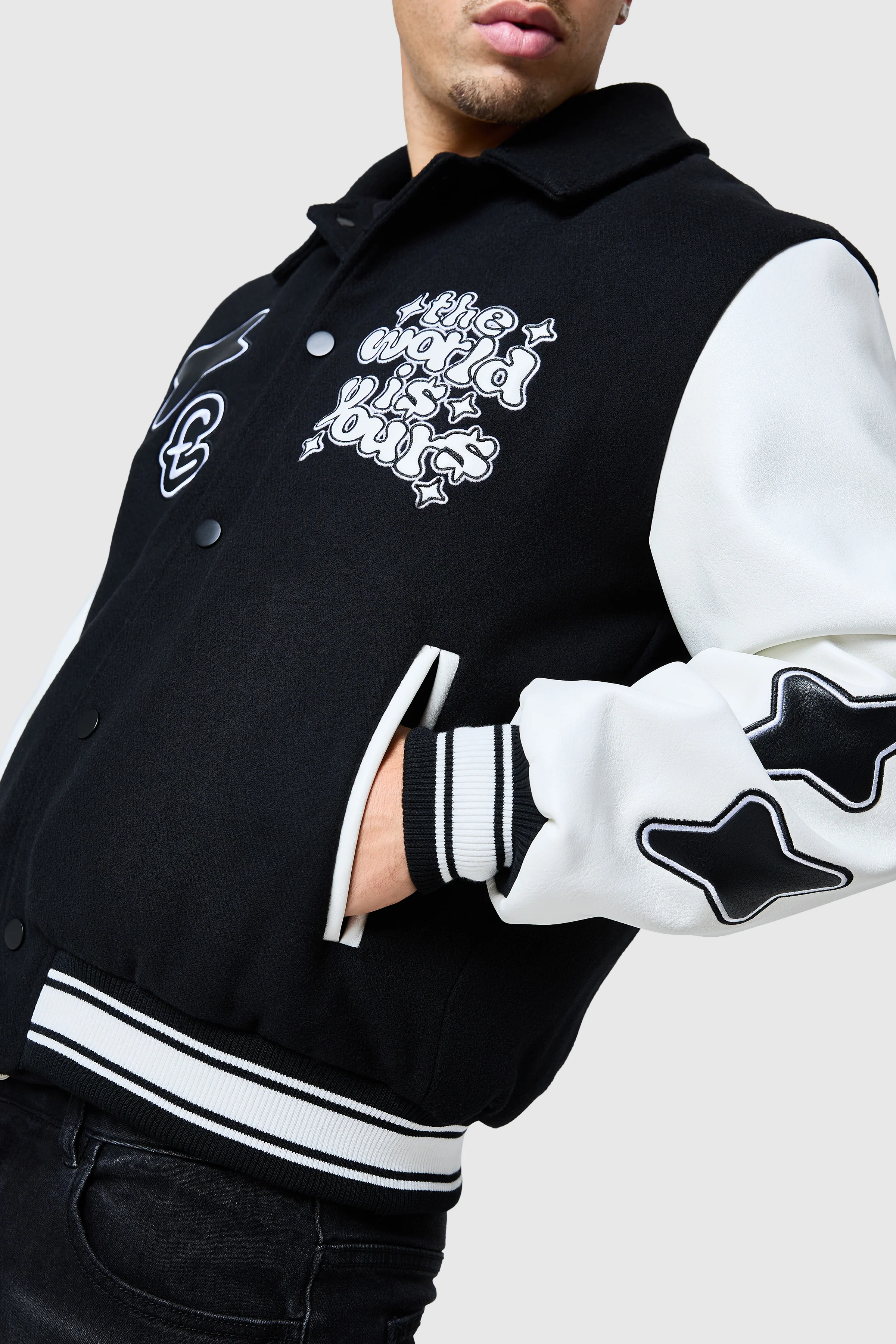 World Is Yours Varsity - Black/Off White - Image 8